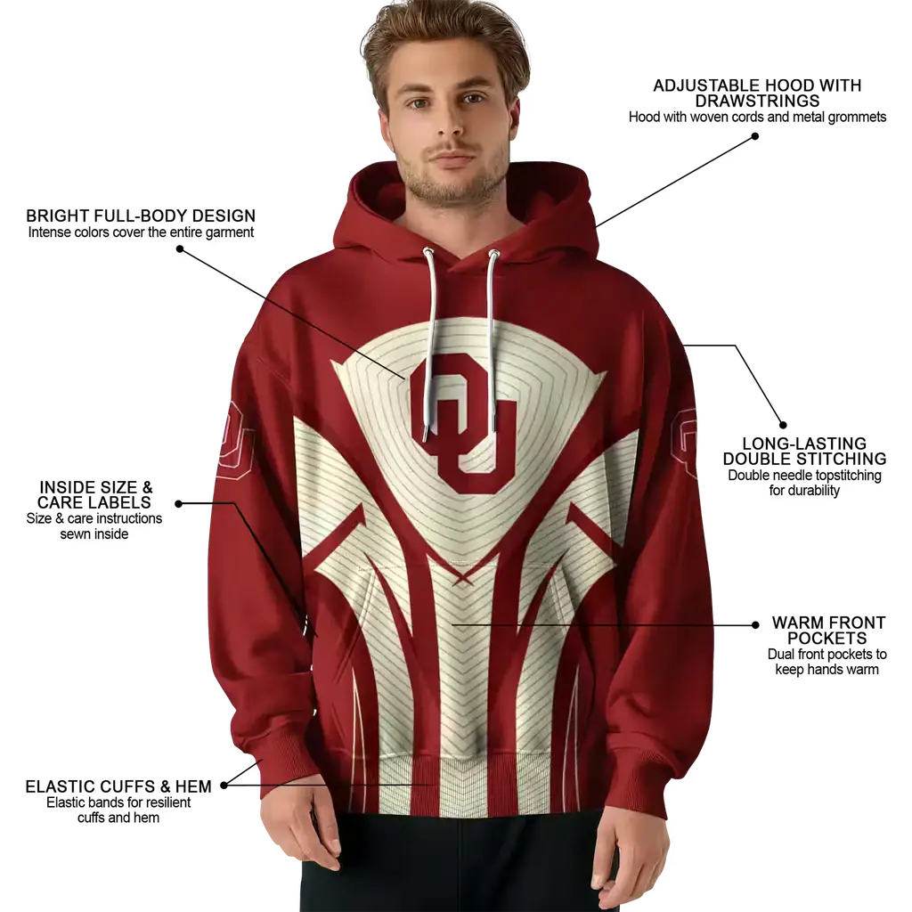oklahoma sooners concentric lines crimson black hoodie latest model oklahoma sooners concentric lines crimson black hoodie latest model
