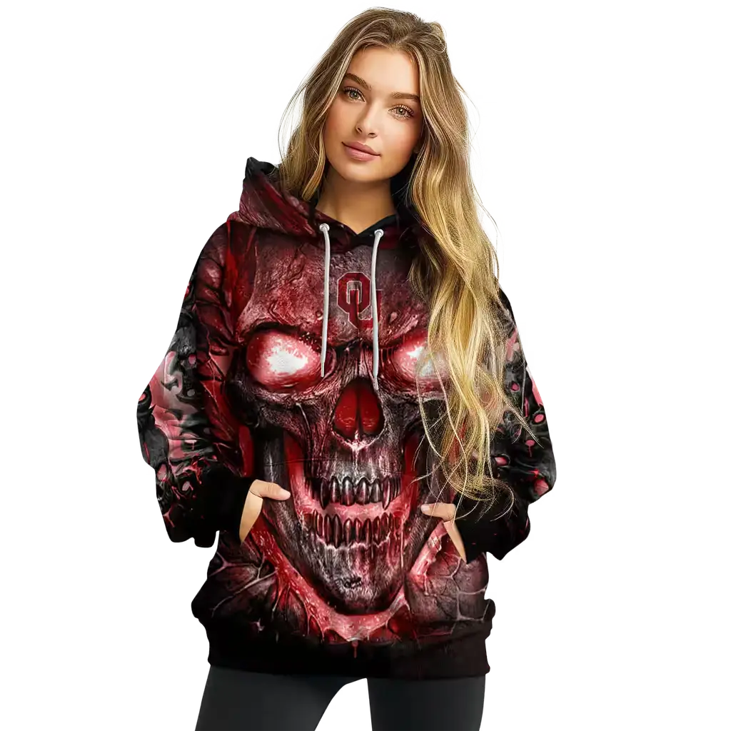 oklahoma sooners demonic skull crimson black hoodie high quality oklahoma sooners demonic skull crimson black hoodie high quality