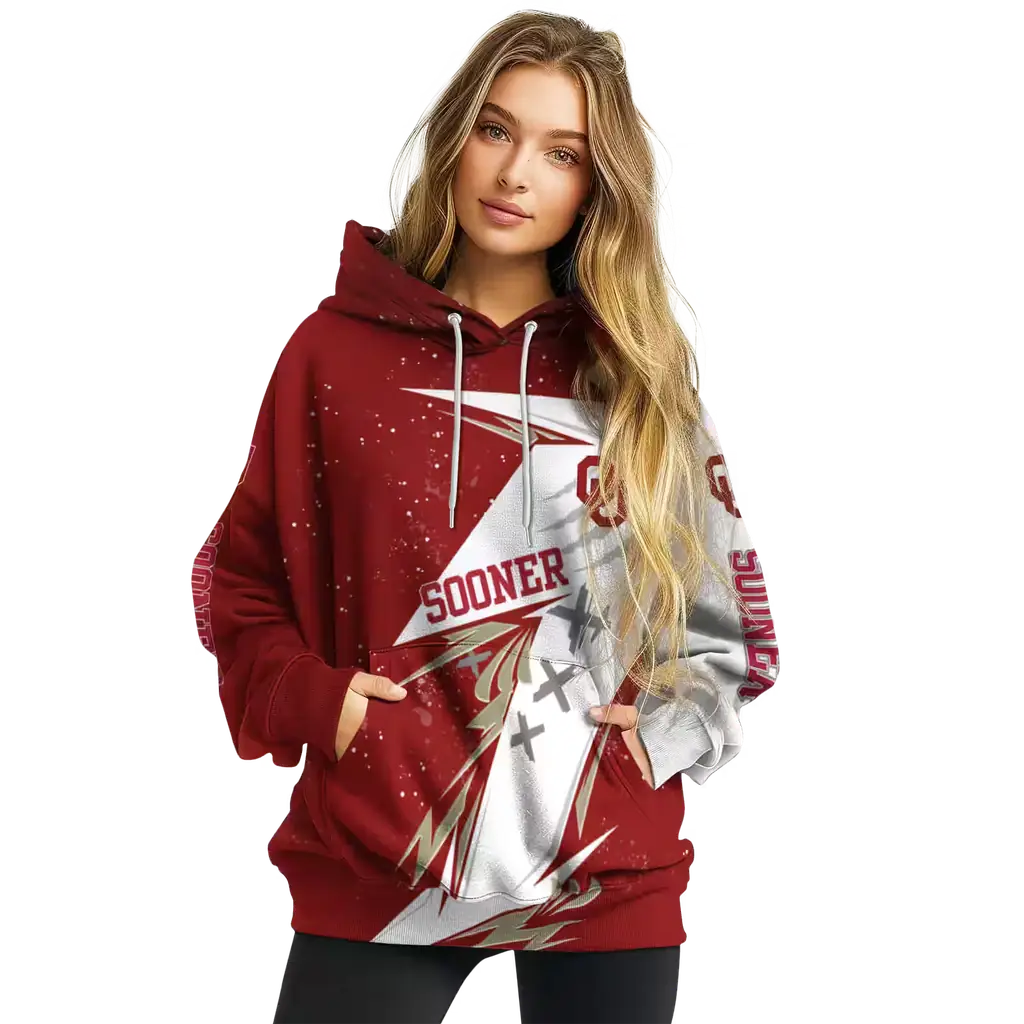 oklahoma sooners dynamic slash crimson white hoodie high quality oklahoma sooners dynamic slash crimson white hoodie high quality
