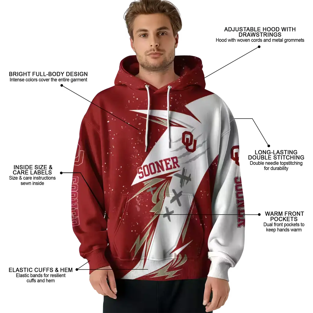 oklahoma sooners dynamic slash crimson white hoodie latest model oklahoma sooners dynamic slash crimson white hoodie latest model