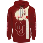 oklahoma sooners football heartbeat crimson hoodie best selling