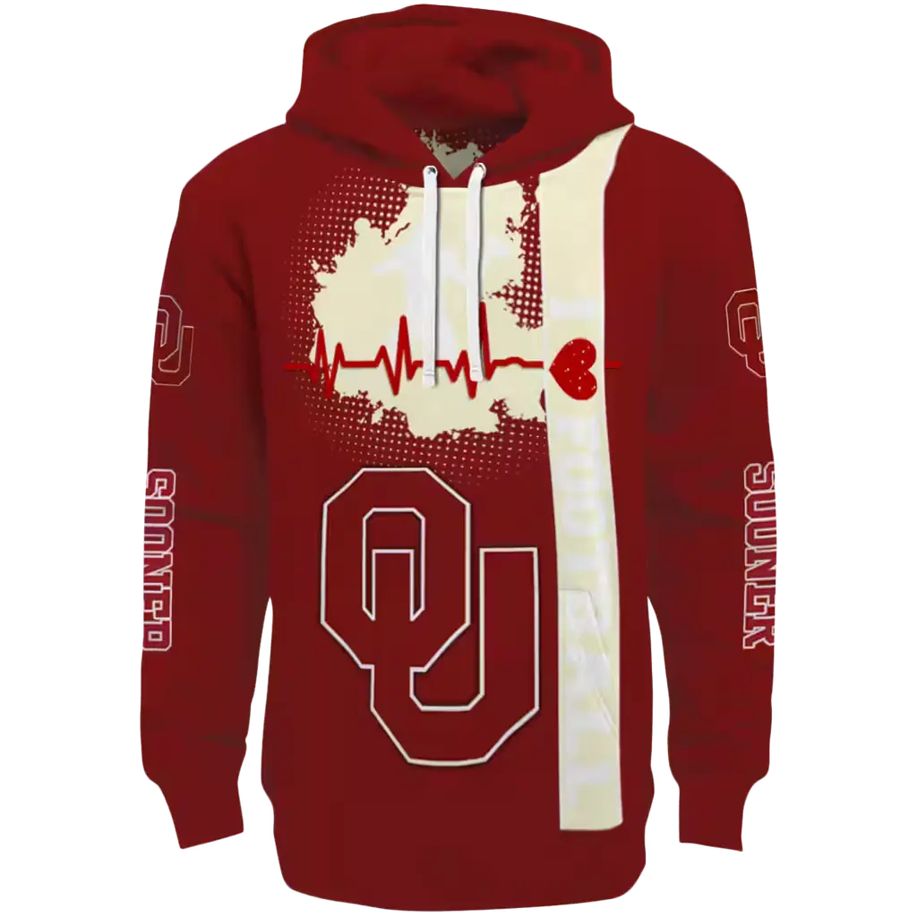 oklahoma sooners football heartbeat crimson hoodie best selling oklahoma sooners football heartbeat crimson hoodie best selling