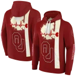 oklahoma sooners football heartbeat crimson hoodie best selling