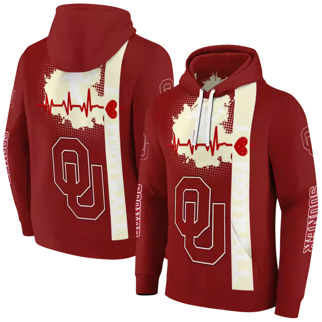 oklahoma sooners football heartbeat crimson hoodie fashion forward oklahoma sooners football heartbeat crimson hoodie fashion forward