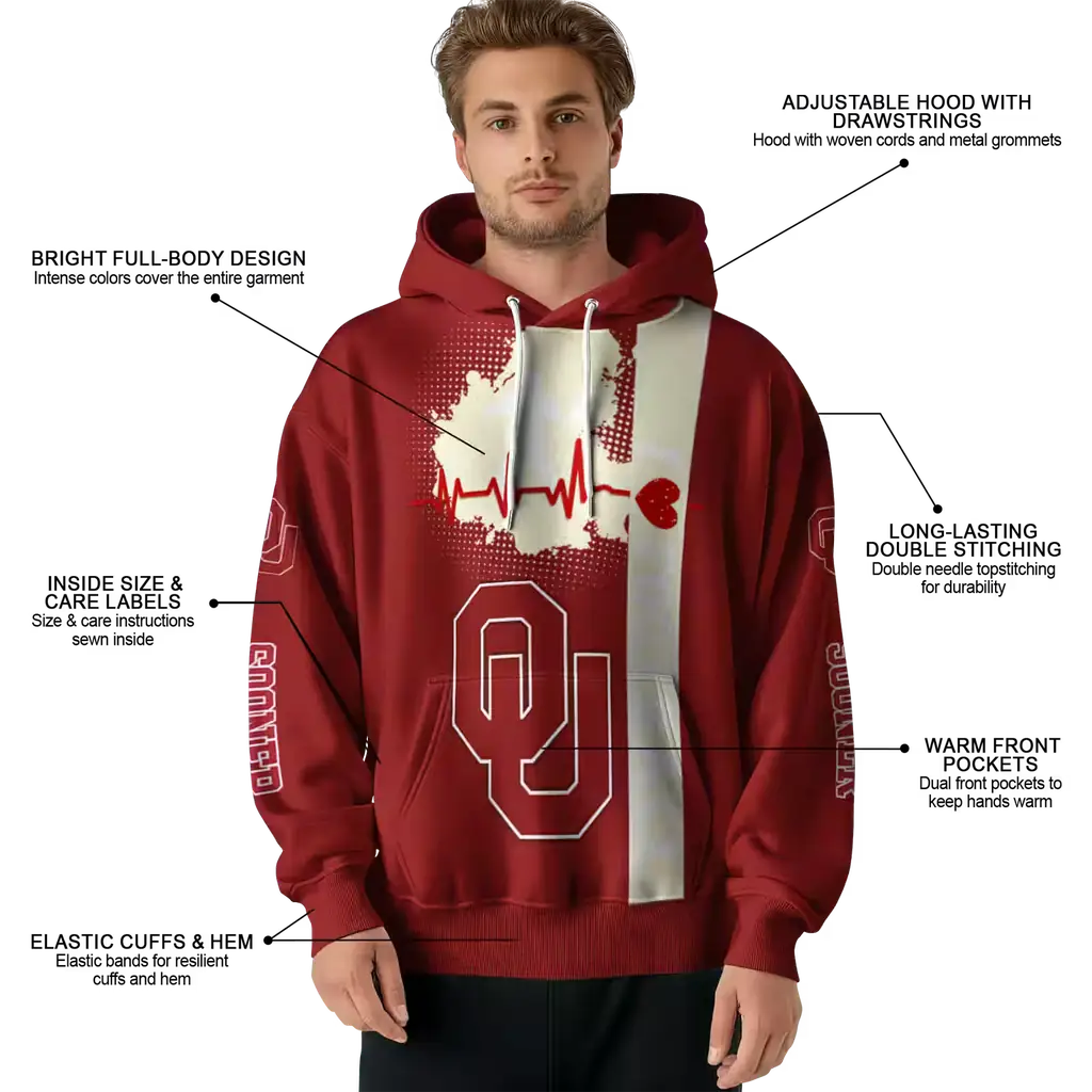 oklahoma sooners football heartbeat crimson hoodie latest model oklahoma sooners football heartbeat crimson hoodie latest model