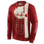 oklahoma sooners football heartbeat crimson hoodie best selling
