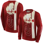 oklahoma sooners football heartbeat crimson hoodie best selling