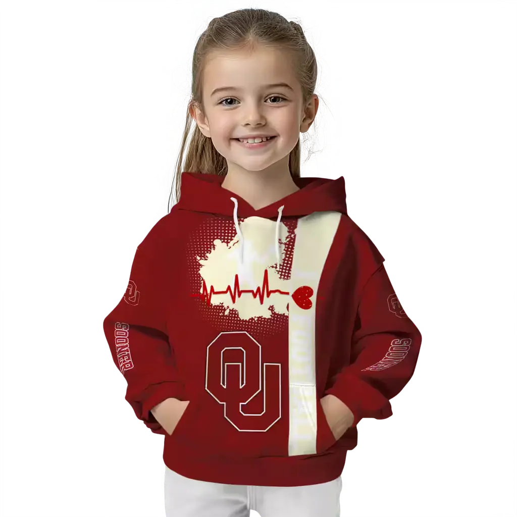 oklahoma sooners football heartbeat crimson hoodie top rated oklahoma sooners football heartbeat crimson hoodie top rated