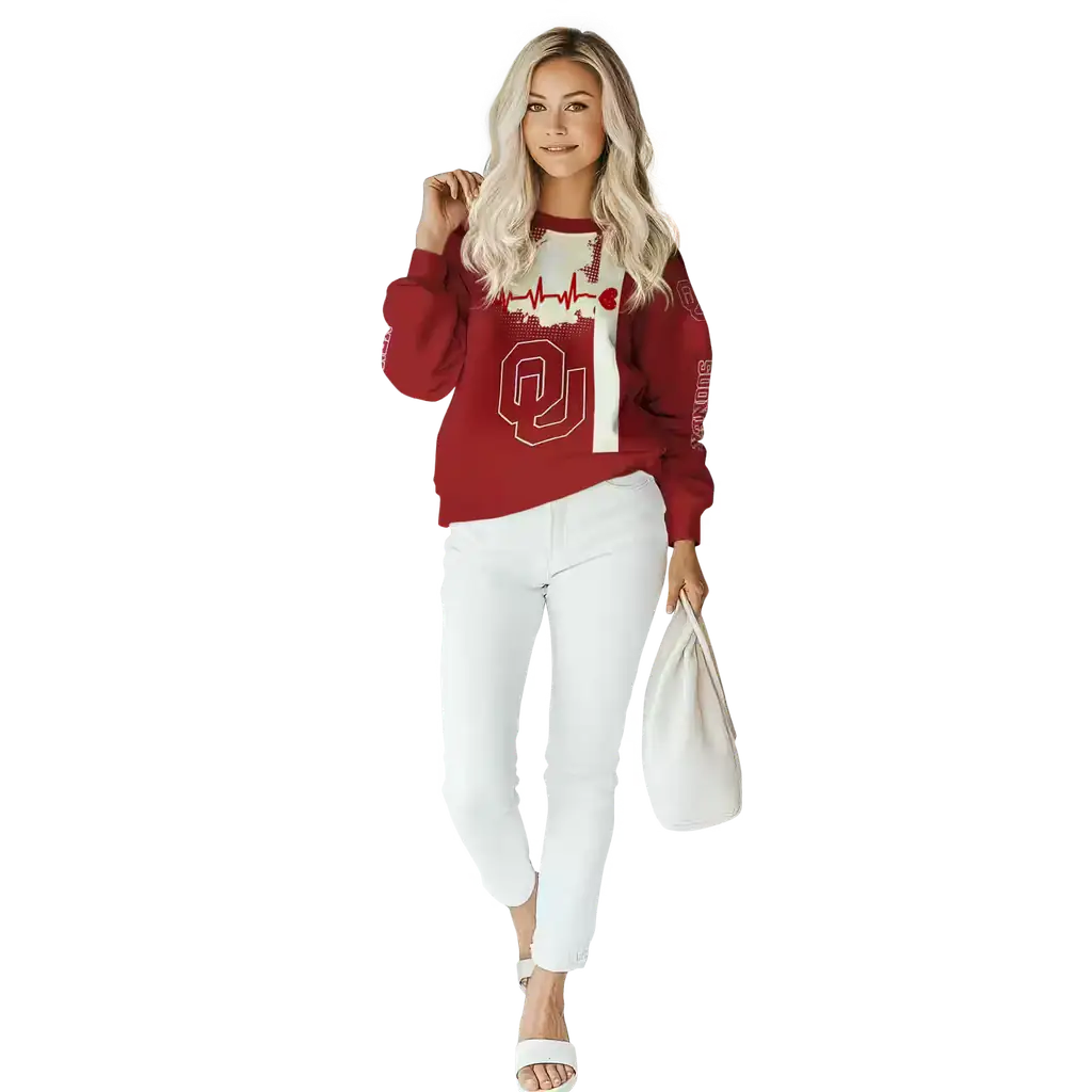 oklahoma sooners football heartbeat crimson hoodie trendy oklahoma sooners football heartbeat crimson hoodie trendy