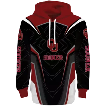 oklahoma sooners futuristic pattern crimson black hoodie best selling