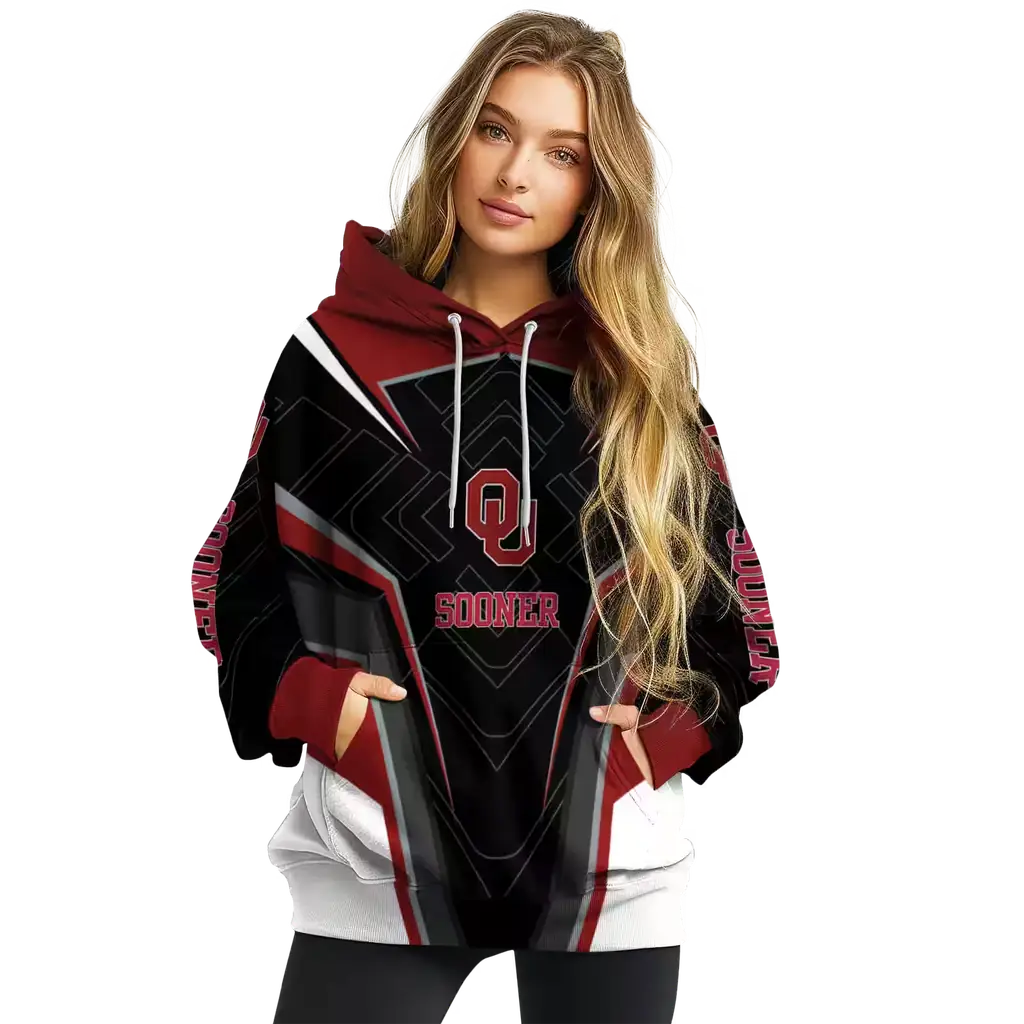 oklahoma sooners futuristic pattern crimson black hoodie high quality oklahoma sooners futuristic pattern crimson black hoodie high quality