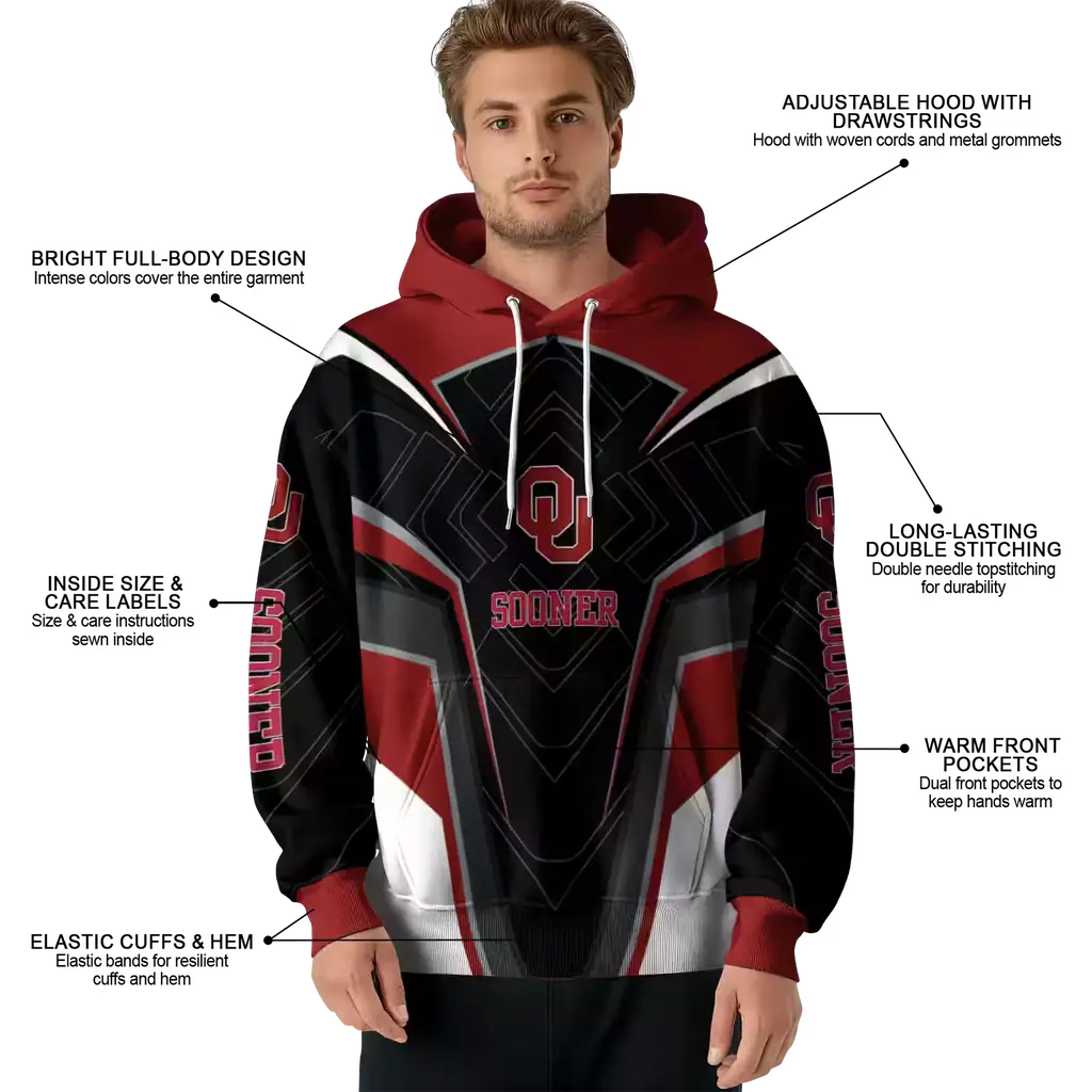 oklahoma sooners futuristic pattern crimson black hoodie latest model oklahoma sooners futuristic pattern crimson black hoodie latest model