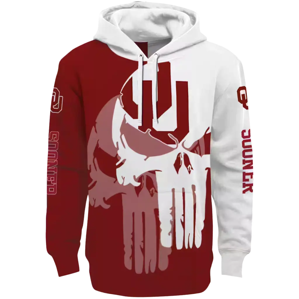 oklahoma sooners graphic punisher crimson white hoodie best selling oklahoma sooners graphic punisher crimson white hoodie best selling