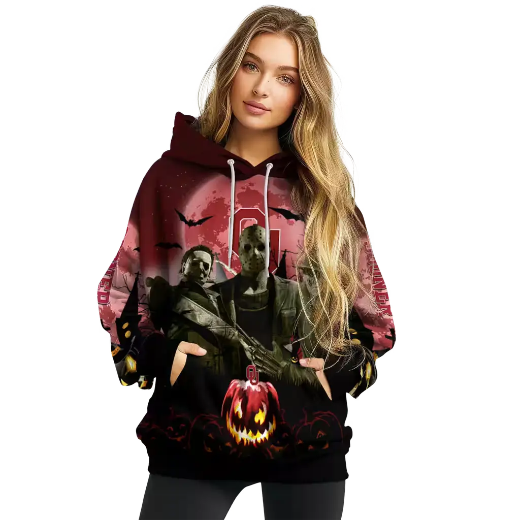oklahoma sooners halloween vibes crimson black hoodie high quality oklahoma sooners halloween vibes crimson black hoodie high quality