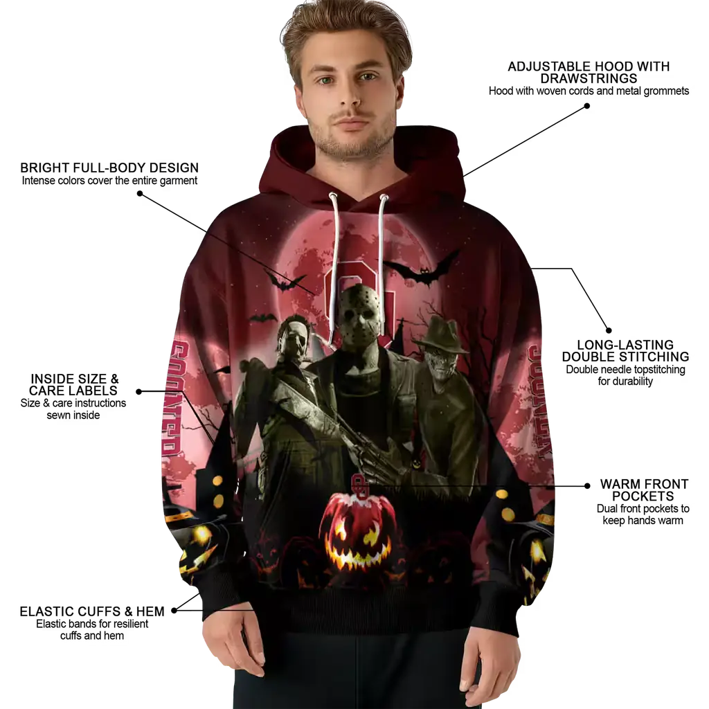 oklahoma sooners halloween vibes crimson black hoodie latest model oklahoma sooners halloween vibes crimson black hoodie latest model