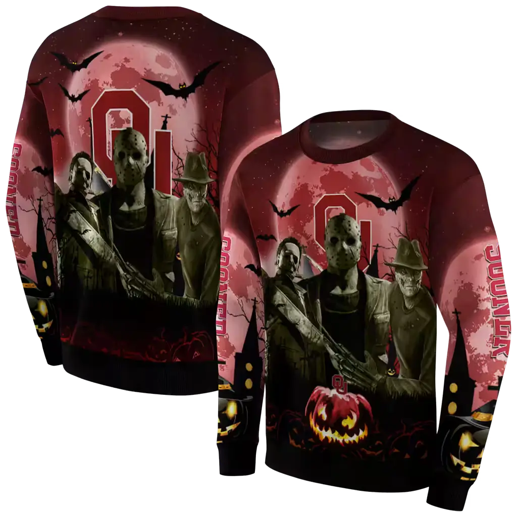 oklahoma sooners halloween vibes crimson black hoodie premium grade oklahoma sooners halloween vibes crimson black hoodie premium grade