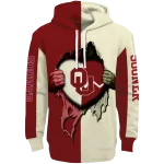 oklahoma sooners heartbeat graphic crimson hoodie best selling