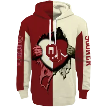 oklahoma sooners heartbeat graphic crimson hoodie best selling