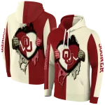 oklahoma sooners heartbeat graphic crimson hoodie best selling