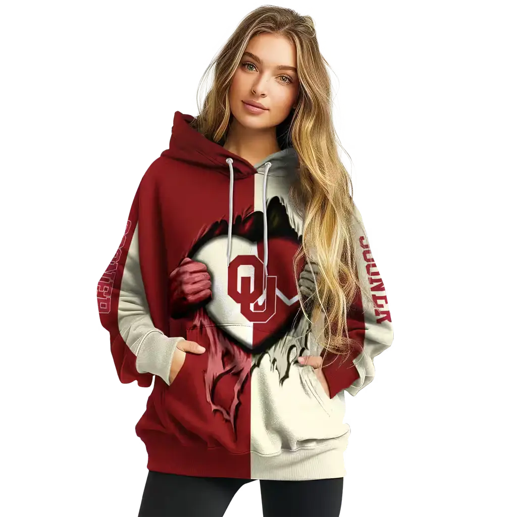 oklahoma sooners heartbeat graphic crimson hoodie high quality oklahoma sooners heartbeat graphic crimson hoodie high quality
