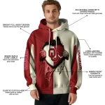 oklahoma sooners heartbeat graphic crimson hoodie best selling