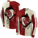 oklahoma sooners heartbeat graphic crimson hoodie best selling