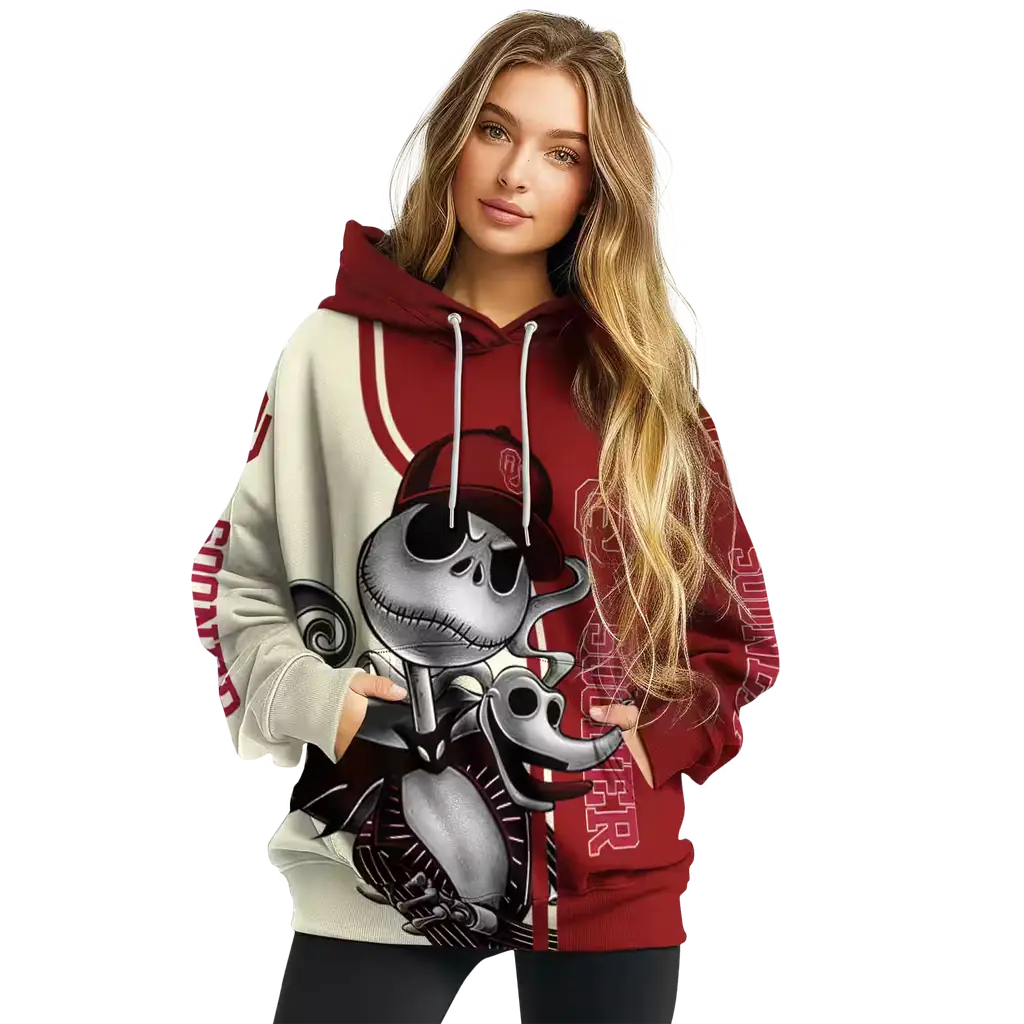 oklahoma sooners jack skellington crimson hoodie high quality oklahoma sooners jack skellington crimson hoodie high quality