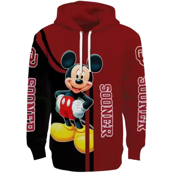 oklahoma sooners mickey mouse crimson black hoodie best selling