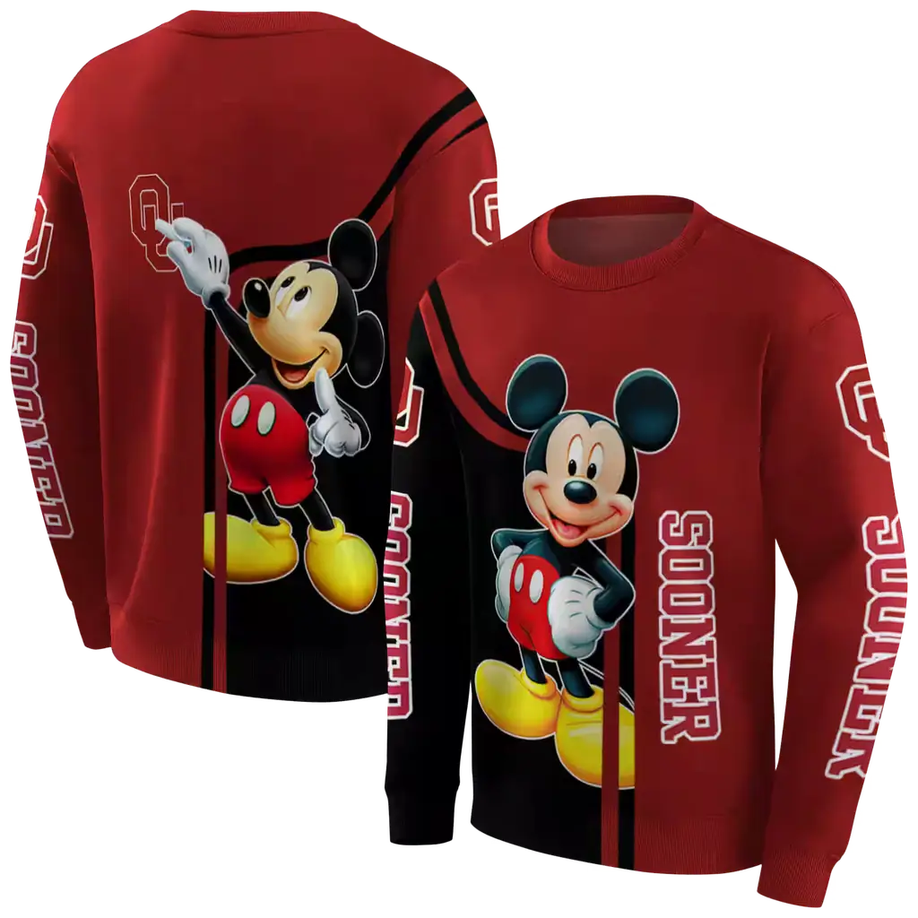 oklahoma sooners mickey mouse crimson black hoodie premium grade oklahoma sooners mickey mouse crimson black hoodie premium grade