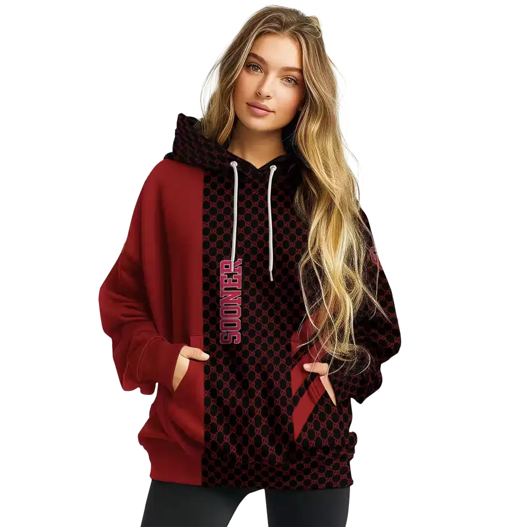 oklahoma sooners monogram pattern crimson hoodie high quality oklahoma sooners monogram pattern crimson hoodie high quality