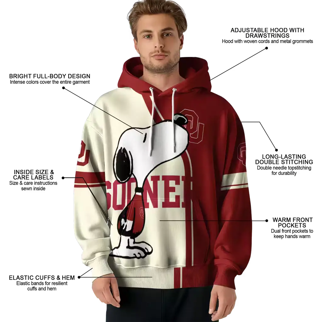 oklahoma sooners playful snoopy crimson hoodie latest model oklahoma sooners playful snoopy crimson hoodie latest model