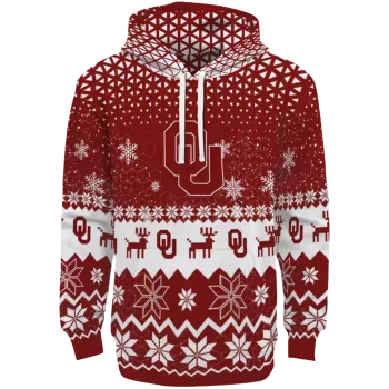oklahoma sooners reindeer motif crimson hoodie best selling