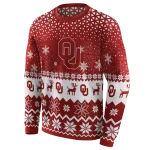 oklahoma sooners reindeer motif crimson hoodie best selling