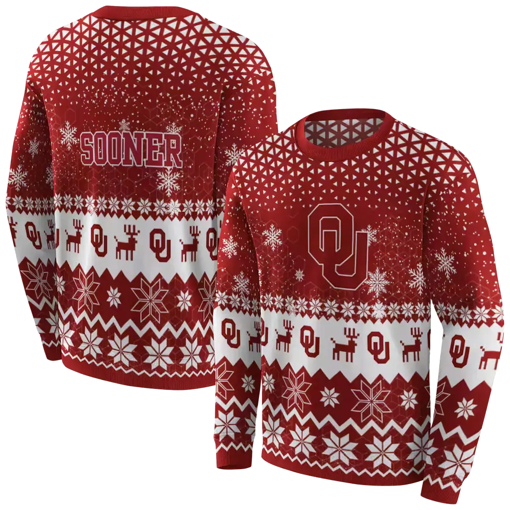 oklahoma sooners reindeer motif crimson hoodie premium grade oklahoma sooners reindeer motif crimson hoodie premium grade
