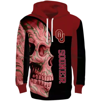 oklahoma sooners skull motif crimson black hoodie best selling