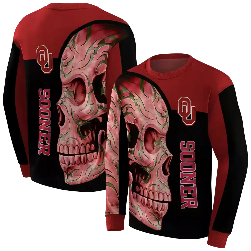 oklahoma sooners skull motif crimson black hoodie premium grade oklahoma sooners skull motif crimson black hoodie premium grade