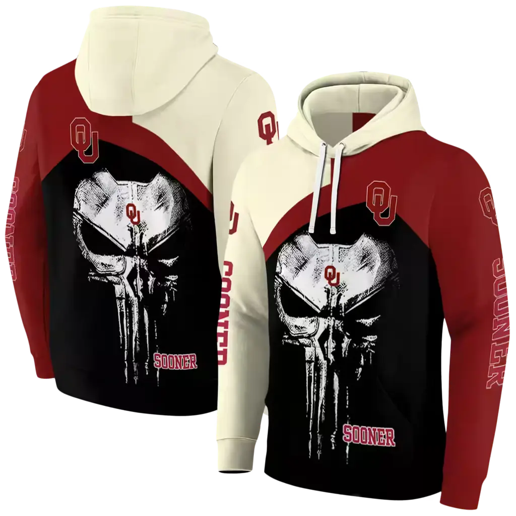 oklahoma sooners skull punisher cream black hoodie fashion forward oklahoma sooners skull punisher cream black hoodie fashion forward