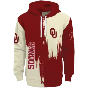 oklahoma sooners splatter effect crimson hoodie best selling