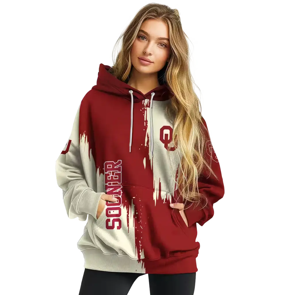 oklahoma sooners splatter effect crimson hoodie high quality oklahoma sooners splatter effect crimson hoodie high quality