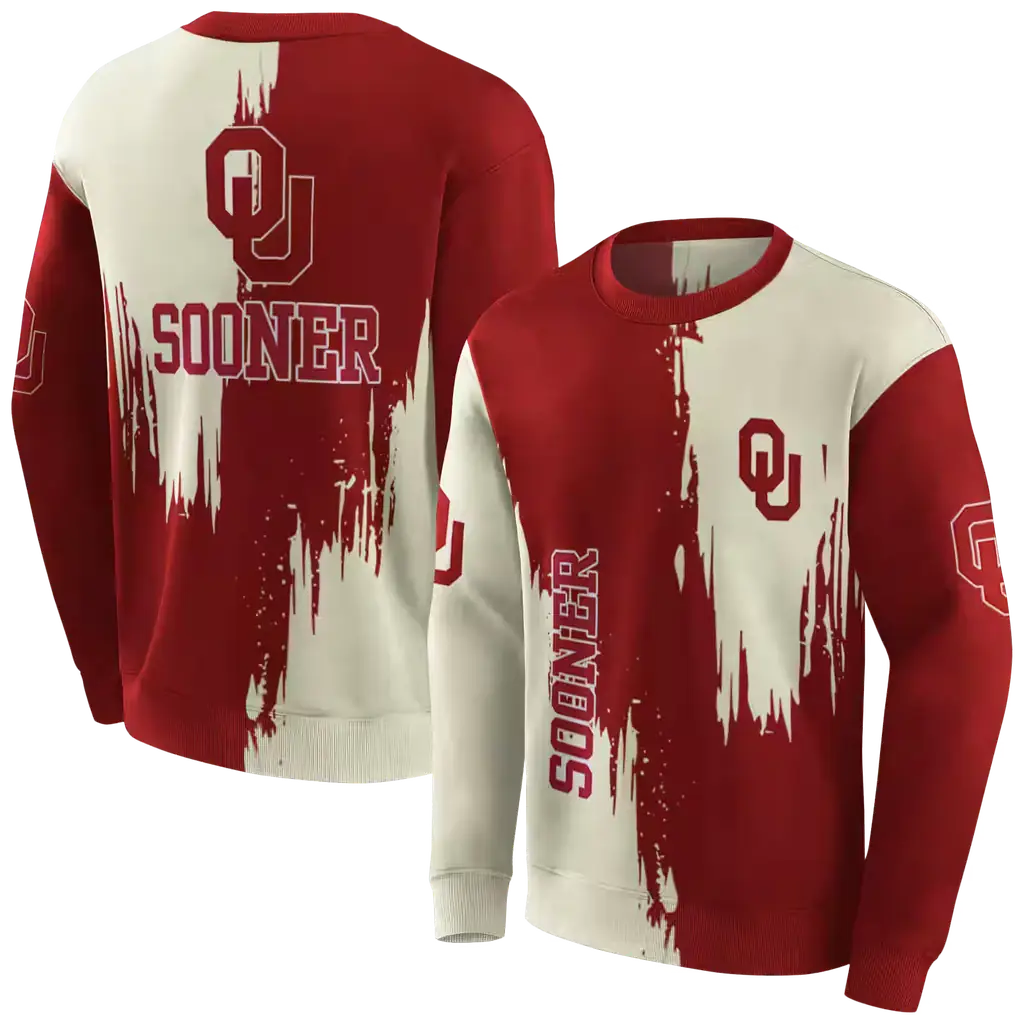 oklahoma sooners splatter effect crimson hoodie premium grade oklahoma sooners splatter effect crimson hoodie premium grade