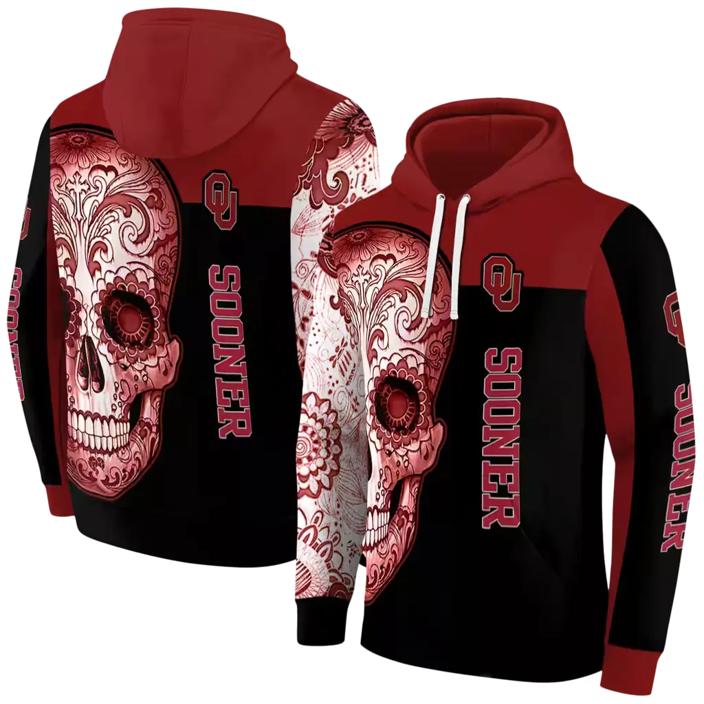 oklahoma sooners sugar skull crimson black hoodie fashion forward oklahoma sooners sugar skull crimson black hoodie fashion forward