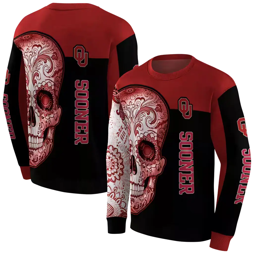oklahoma sooners sugar skull crimson black hoodie premium grade oklahoma sooners sugar skull crimson black hoodie premium grade