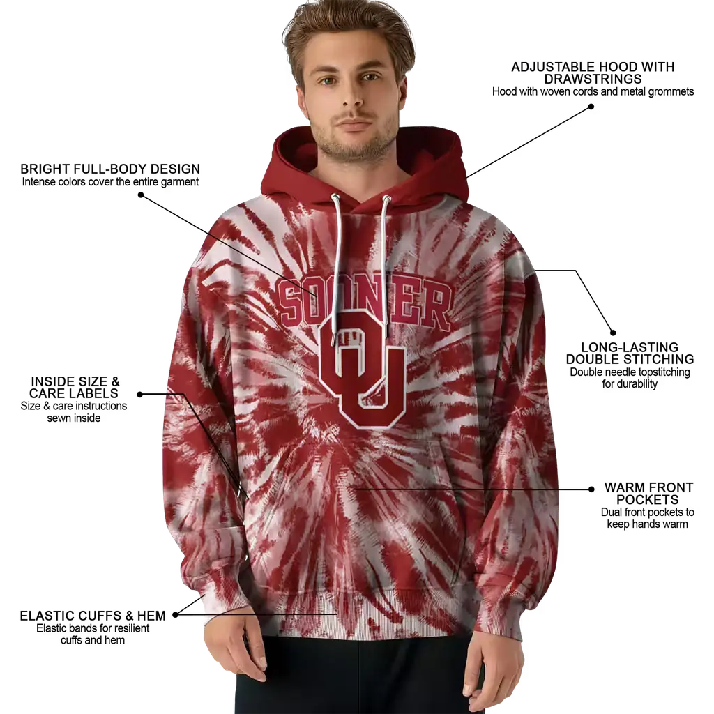 oklahoma sooners tie dye pattern crimson hoodie latest model oklahoma sooners tie dye pattern crimson hoodie latest model