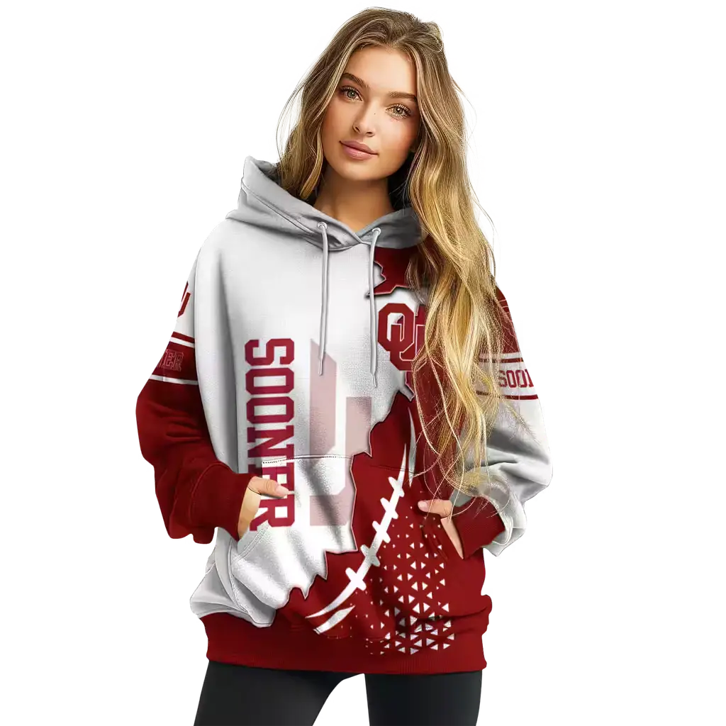 oklahoma sooners triangular pattern crimson white hoodie high quality oklahoma sooners triangular pattern crimson white hoodie high quality