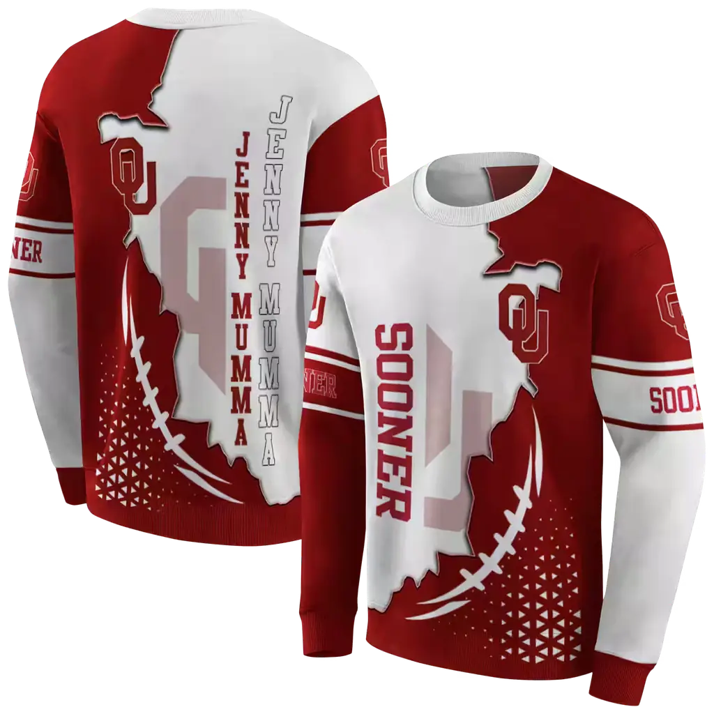 oklahoma sooners triangular pattern crimson white hoodie premium grade oklahoma sooners triangular pattern crimson white hoodie premium grade