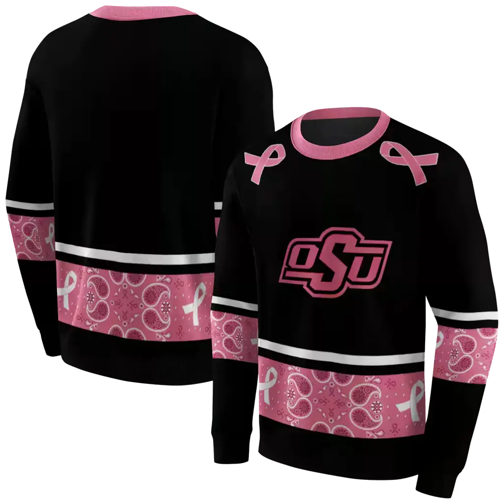 oklahoma state cowboys awareness ribbon black pink hoodie premium grade oklahoma state cowboys awareness ribbon black pink hoodie premium grade