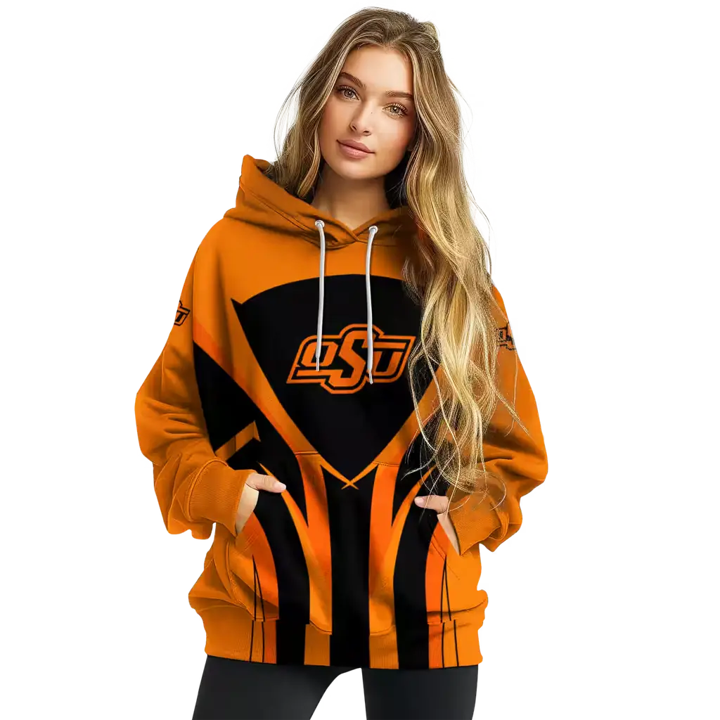 oklahoma state cowboys concentric lines orange black hoodie high quality oklahoma state cowboys concentric lines orange black hoodie high quality