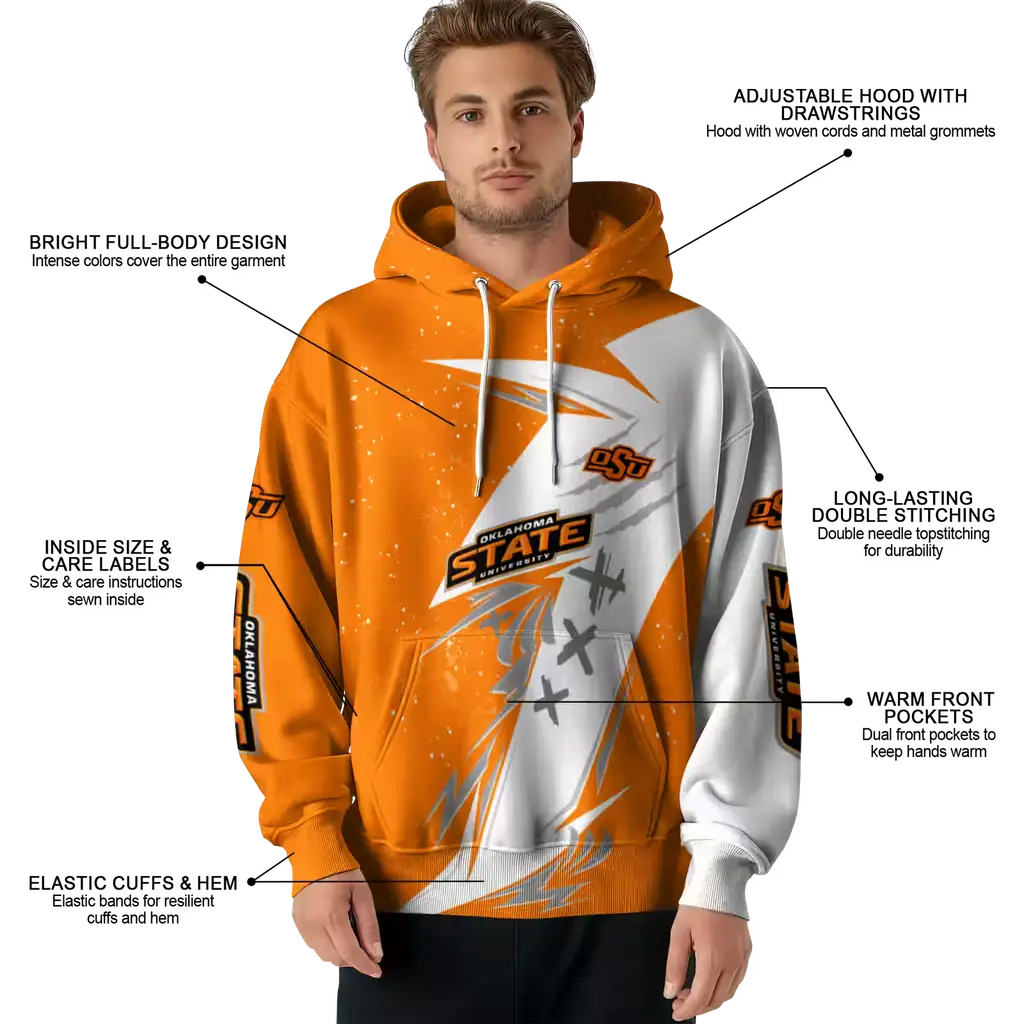 oklahoma state cowboys dynamic slash orange white hoodie latest model oklahoma state cowboys dynamic slash orange white hoodie latest model