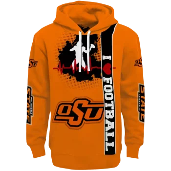 oklahoma state cowboys football heartbeat orange hoodie best selling