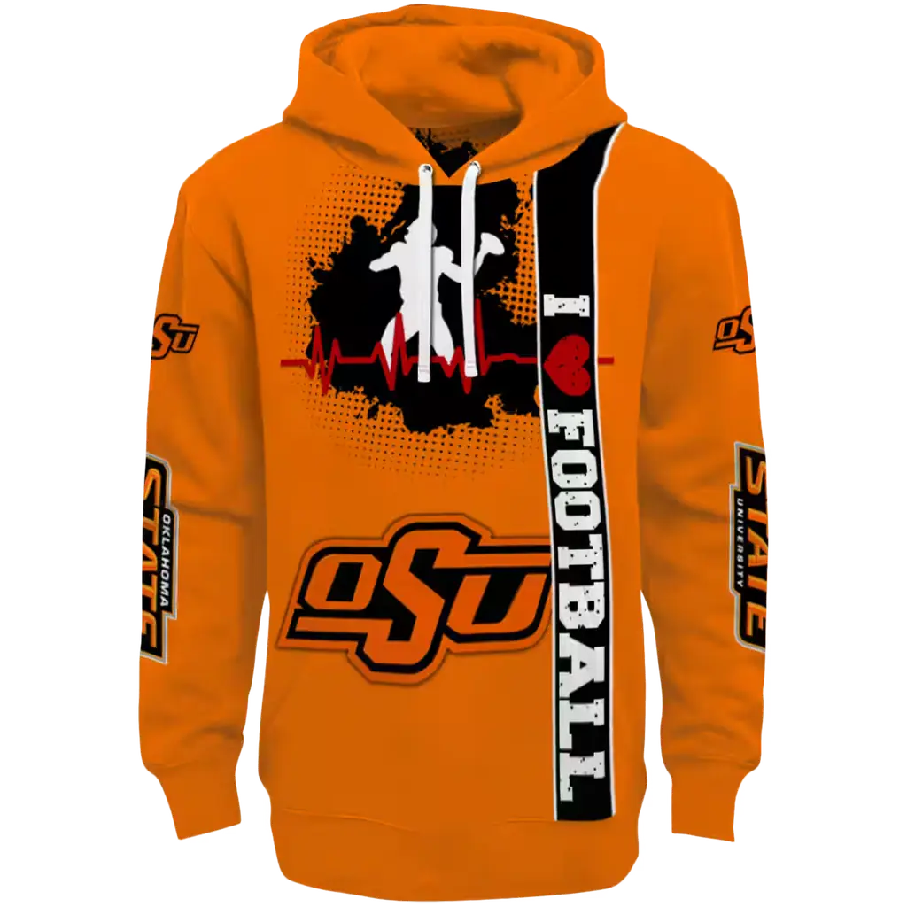 oklahoma state cowboys football heartbeat orange hoodie best selling oklahoma state cowboys football heartbeat orange hoodie best selling